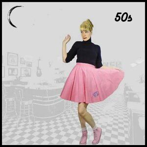 50s Vintage Pink Circle Skirt With Crinoline for Women or Girls